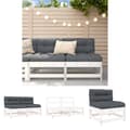 Miniatyrbillede 1 af 11: The Living Store midtermoduler til sofa 2 stk. med hynder massivt fyrretræ hvid -  Enheder til udendørs modulsofa