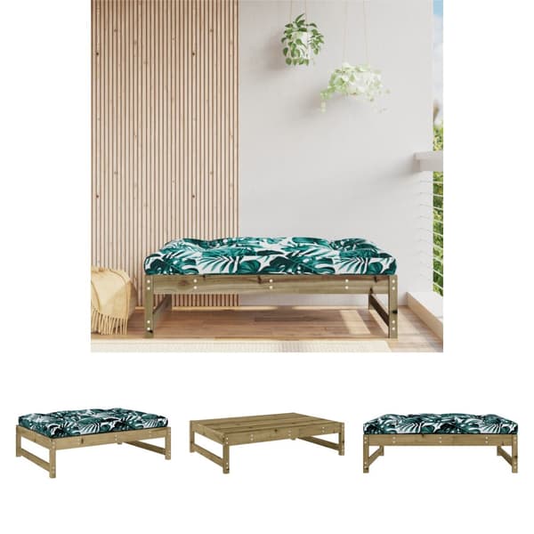 The Living Store Fotpall för trädgården 120x80 cm massiv furu -  Moduler till utomhussoffa