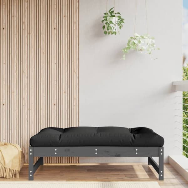 The Living Store Fotpall för trädgården grå 120x80 cm massiv furu - Moduler till utomhussoffa