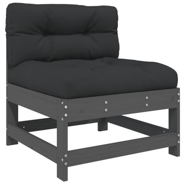 The Living Store midtermoduler til sofa 2 stk. med hynder massivt fyrretræ grå -  Enheder til udendørs modulsofa