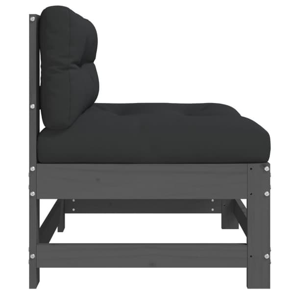 The Living Store midtermoduler til sofa 2 stk. med hynder massivt fyrretræ grå -  Enheder til udendørs modulsofa