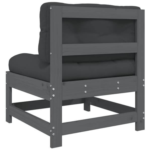 The Living Store midtermoduler til sofa 2 stk. med hynder massivt fyrretræ grå -  Enheder til udendørs modulsofa