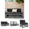 Miniatyrbillede 1 af 11: The Living Store midtermoduler til sofa 2 stk. med hynder massivt fyrretræ grå -  Enheder til udendørs modulsofa