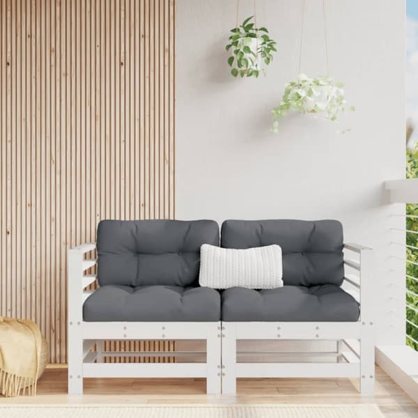 The Living Store Kulmasohvat tyynyillä 2 kpl valkoinen täysi mänty - Ulkotilan Sohvayksikön Osat