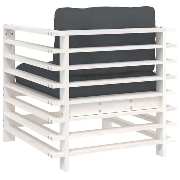 The Living Store Trädgårdsfåtöljer med dynor 2 st vit massiv furu -  Moduler till utomhussoffa