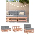 Miniatyrbillede 1 af 11: The Living Store midtermoduler til havesofa 2 stk. med hynder massivt fyrretræ -  Enheder til udendørs modulsofa
