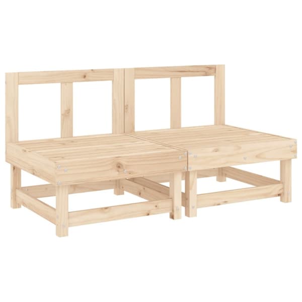 The Living Store midtermoduler til havesofa 2 stk. med hynder massivt fyrretræ -  Enheder til udendørs modulsofa