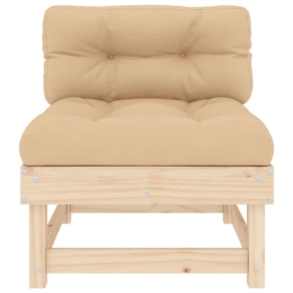The Living Store midtermoduler til havesofa 2 stk. med hynder massivt fyrretræ -  Enheder til udendørs modulsofa