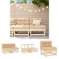 Miniatyrbillede 1 af 11: The Living Store midtermoduler til havesofa 2 stk. med hynder massivt fyrretræ -  Enheder til udendørs modulsofa