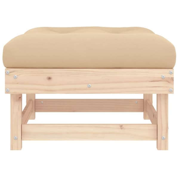 The Living Store Fotpall med dyna för trädgården massiv furu - Moduler till utomhussoffa