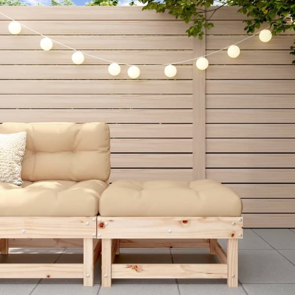 The Living Store Fotpall med dyna för trädgården massiv furu - Moduler till utomhussoffa