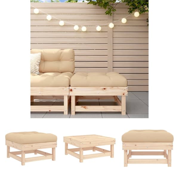 The Living Store Fotpall med dyna för trädgården massiv furu - Moduler till utomhussoffa