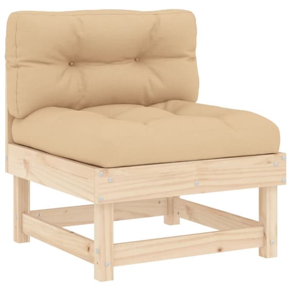 The Living Store Mittensoffa med dynor massiv furu - Moduler till utomhussoffa