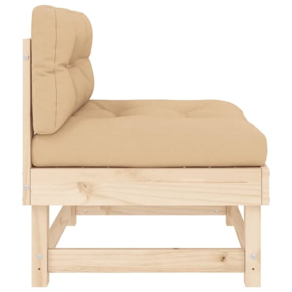 The Living Store Mittensoffa med dynor massiv furu - Moduler till utomhussoffa