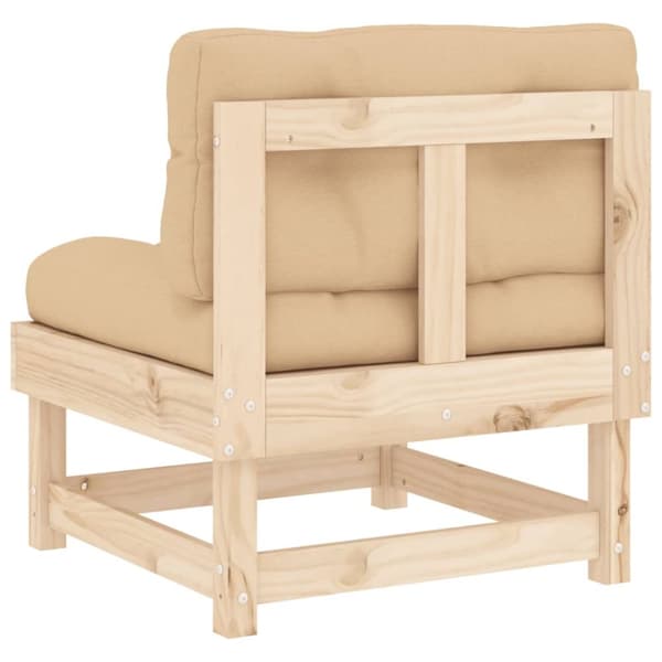 The Living Store Mittensoffa med dynor massiv furu - Moduler till utomhussoffa