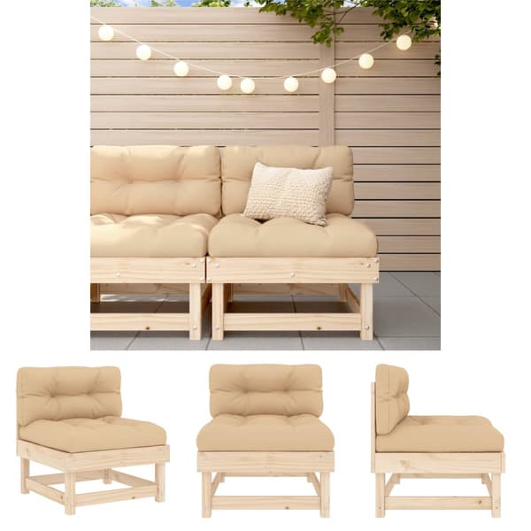 The Living Store Mittensoffa med dynor massiv furu - Moduler till utomhussoffa