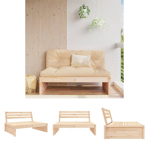The Living Store midtermodul til havesofa 120x80 cm massivt fyrretræ -  Enheder til udendørs modulsofa