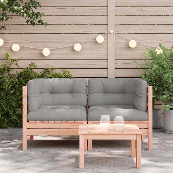 The Living Store hjørnemoduler 2 stk. til havesofa m. hynder massivt douglasgran -  Enheder til udendørs modulsofa