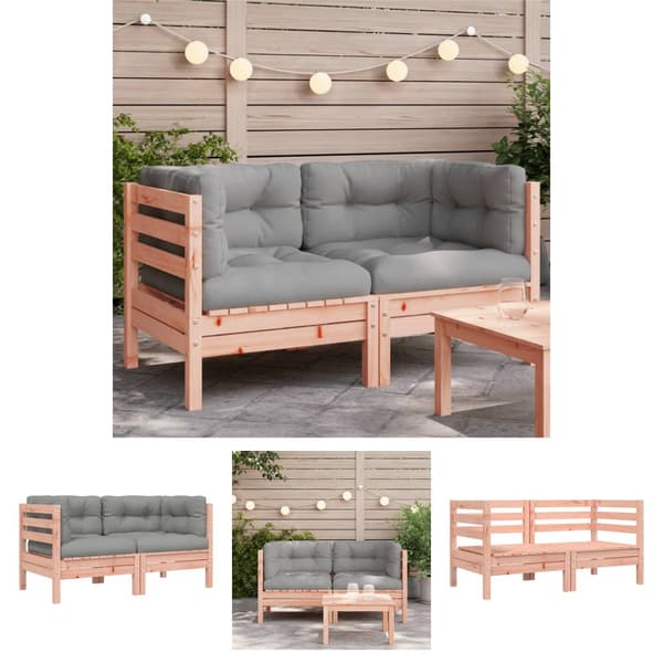 The Living Store hjørnemoduler 2 stk. til havesofa m. hynder massivt douglasgran -  Enheder til udendørs modulsofa
