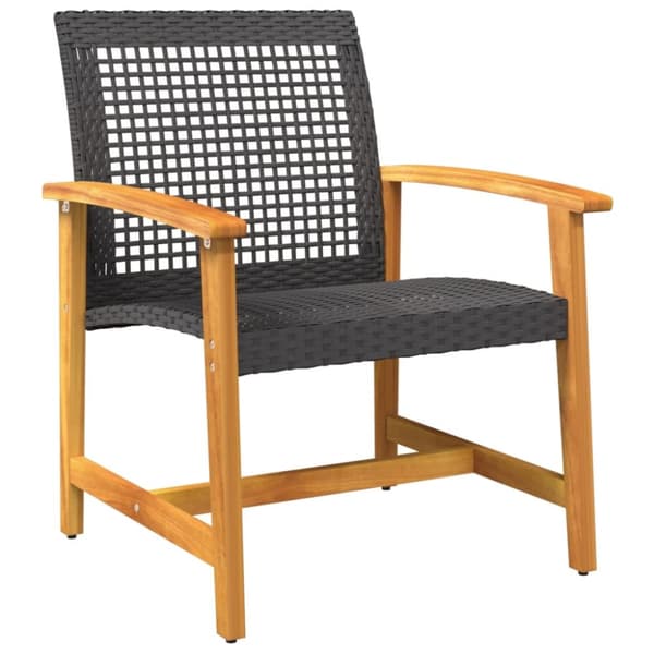 The Living Store Caféset 3 delar svart konstrotting och akaciaträ - Moduler till utomhussoffa