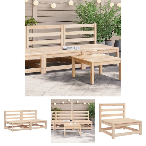 The Living Store Käsinojaton puutarhansohva 2 kpl 70x70x67 cm täysi mänty - Ulkotilan Sohvayksikön Osat