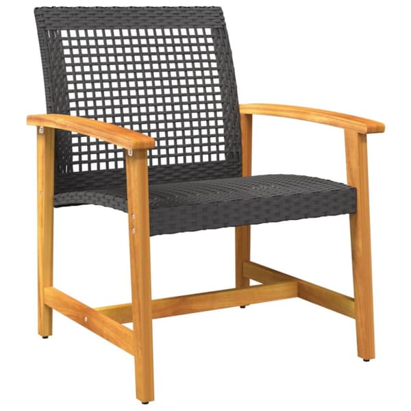 The Living Store havestole 2 stk. polyrattan og akacietræ sort -  Enheder til udendørs modulsofa