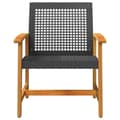Miniatyrbillede 5 af 10: The Living Store havestole 2 stk. polyrattan og akacietræ sort -  Enheder til udendørs modulsofa