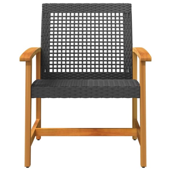 The Living Store havestole 2 stk. polyrattan og akacietræ sort -  Enheder til udendørs modulsofa
