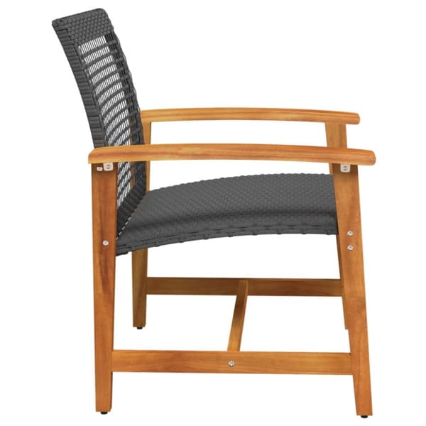 The Living Store havestole 2 stk. polyrattan og akacietræ sort -  Enheder til udendørs modulsofa