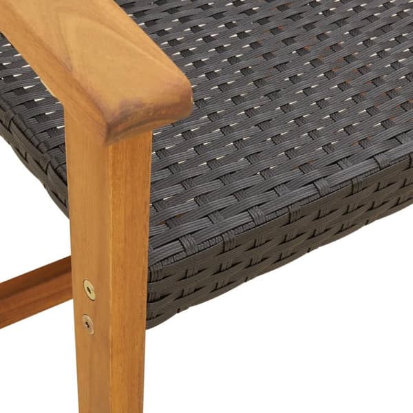 The Living Store havestole 2 stk. polyrattan og akacietræ sort -  Enheder til udendørs modulsofa