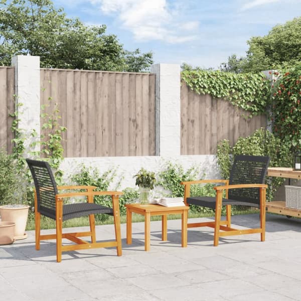 The Living Store havestole 2 stk. polyrattan og akacietræ sort -  Enheder til udendørs modulsofa