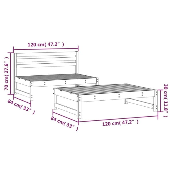 The Living Store Loungegrupp 2 delar massiv furu -  Moduler till utomhussoffa