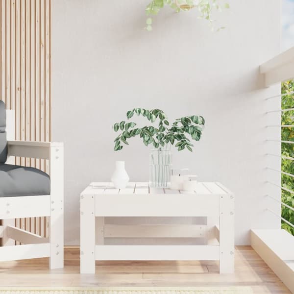 The Living Store Fotpall för trädgården vit massiv furu - Moduler till utomhussoffa