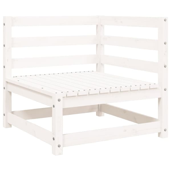 The Living Store Trädgårdssoffa 2-sits med fotpall vit massiv furu - Moduler till utomhussoffa
