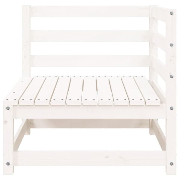 The Living Store Trädgårdssoffa 2-sits med fotpall vit massiv furu - Moduler till utomhussoffa