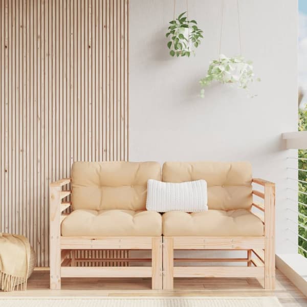 The Living Store Hörnsektion till trädgårdssoffa 2 st massiv furu -  Moduler till utomhussoffa