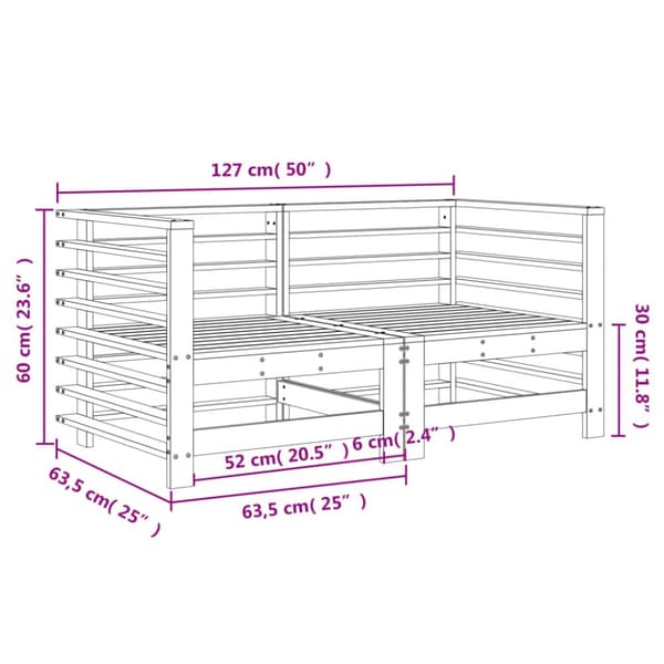 The Living Store Hörnsektion till trädgårdssoffa 2 st vit massiv furu -  Moduler till utomhussoffa