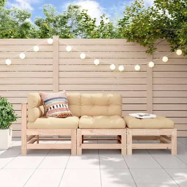 The Living Store Loungegrupp 3 delar massiv furu -  Moduler till utomhussoffa