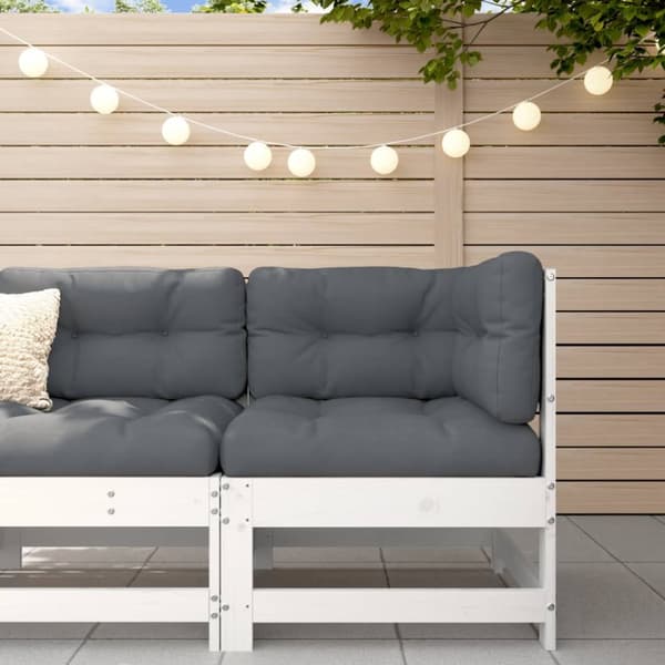 The Living Store hjørnemodul til havesofa massivt fyrretræ hvid -  Enheder til udendørs modulsofa