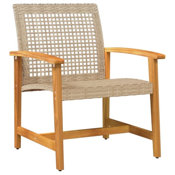 The Living Store Loungegrupp för trädgården 5 delar beige konstrotting akaciaträ -  Moduler till utomhussoffa