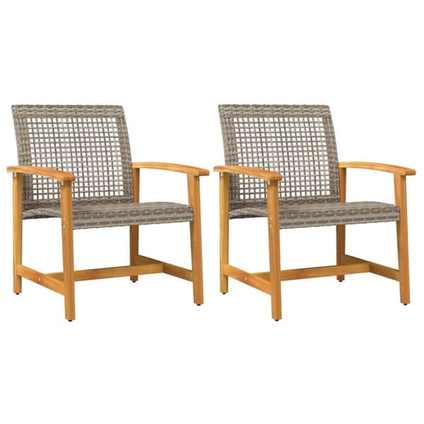 The Living Store havestole 2 stk. polyrattan og akacietræ grå -  Enheder til udendørs modulsofa