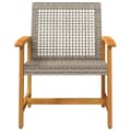 Miniatyrbillede 5 af 10: The Living Store havestole 2 stk. polyrattan og akacietræ grå -  Enheder til udendørs modulsofa