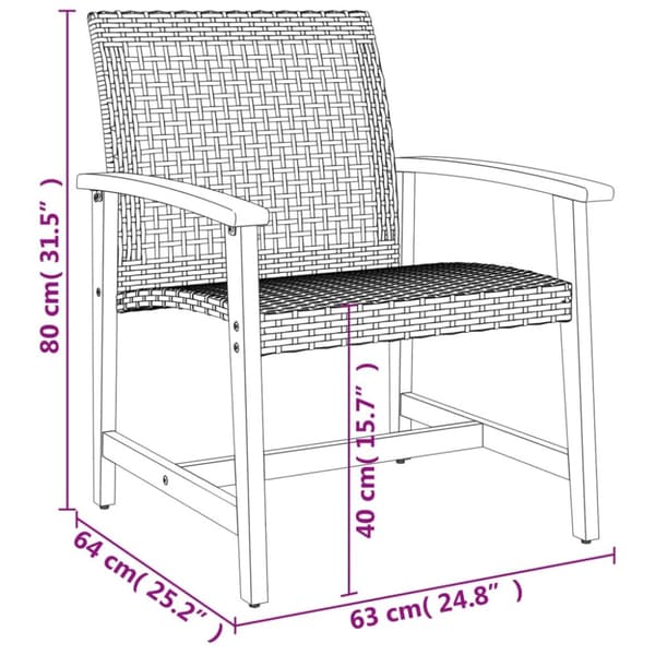 The Living Store havestole 2 stk. polyrattan og akacietræ grå -  Enheder til udendørs modulsofa
