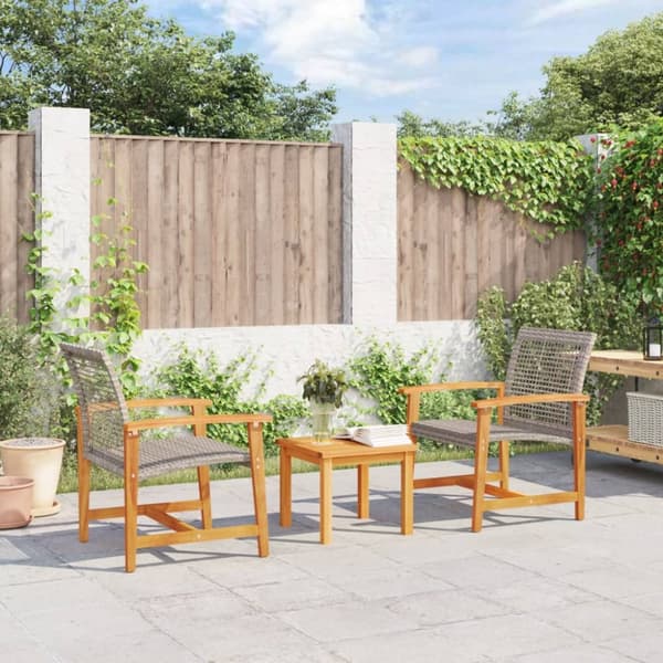 The Living Store havestole 2 stk. polyrattan og akacietræ grå -  Enheder til udendørs modulsofa