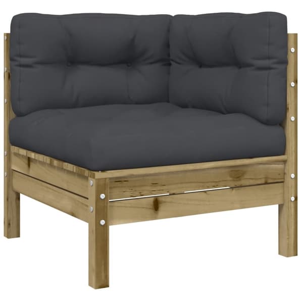 The Living Store Trädgårdssoffa hörn med dynor 2 st impregnerad furu -  Moduler till utomhussoffa