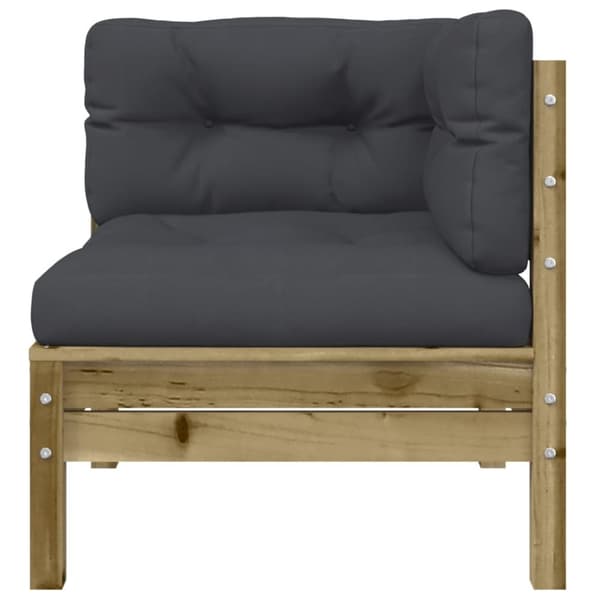 The Living Store Trädgårdssoffa hörn med dynor 2 st impregnerad furu - Moduler till utomhussoffa