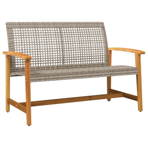 The Living Store havebænk 112 cm polyrattan og akacietræ grå -  Enheder til udendørs modulsofa