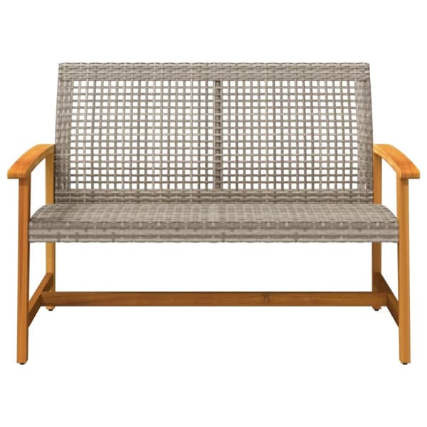 The Living Store havebænk 112 cm polyrattan og akacietræ grå -  Enheder til udendørs modulsofa