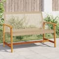 Miniatyrbillede 2 af 10: The Living Store havebænk 112 cm polyrattan og akacietræ beige -  Enheder til udendørs modulsofa