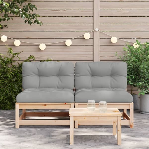The Living Store Käsinojattomat sohvat tyynyillä 2 kpl täysi mänty -  Ulkotilan Sohvayksikön Osat